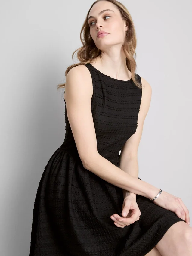 Textured crinkle mini dress