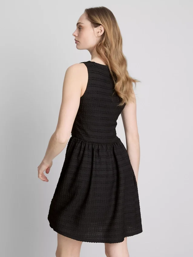Textured crinkle mini dress