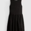 Textured crinkle mini dress