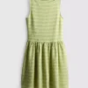 Textured crinkle mini dress