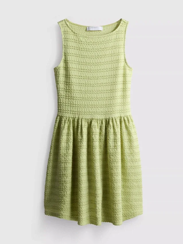 Textured crinkle mini dress