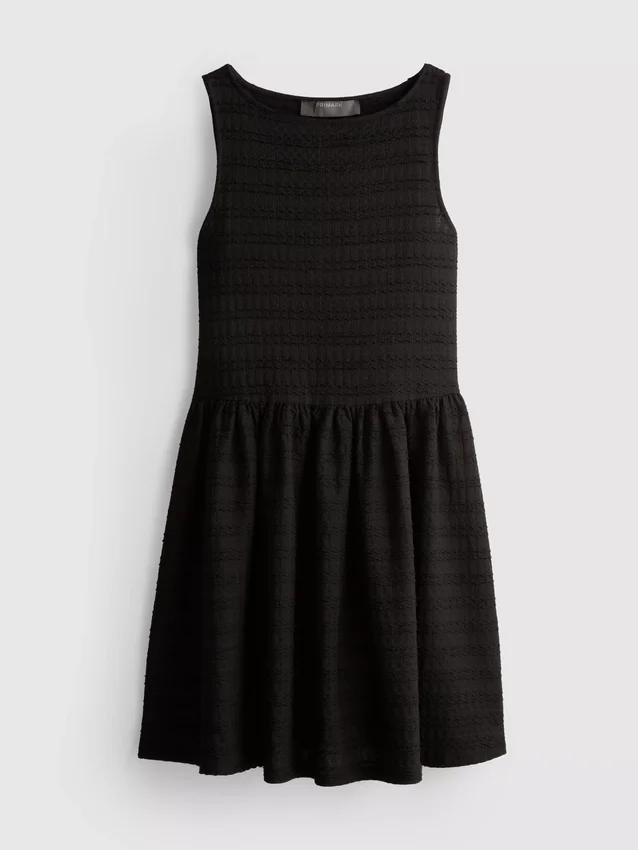 Textured crinkle mini dress
