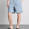 Textured drawstring denim shorts
