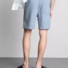 Textured drawstring denim shorts