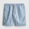 Textured drawstring denim shorts