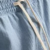 Textured drawstring denim shorts