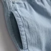 Textured drawstring denim shorts