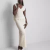 Textured drawstring maxi skirt