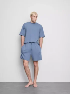 Textured drawstring pajama shorts