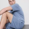 Textured drawstring pajama shorts