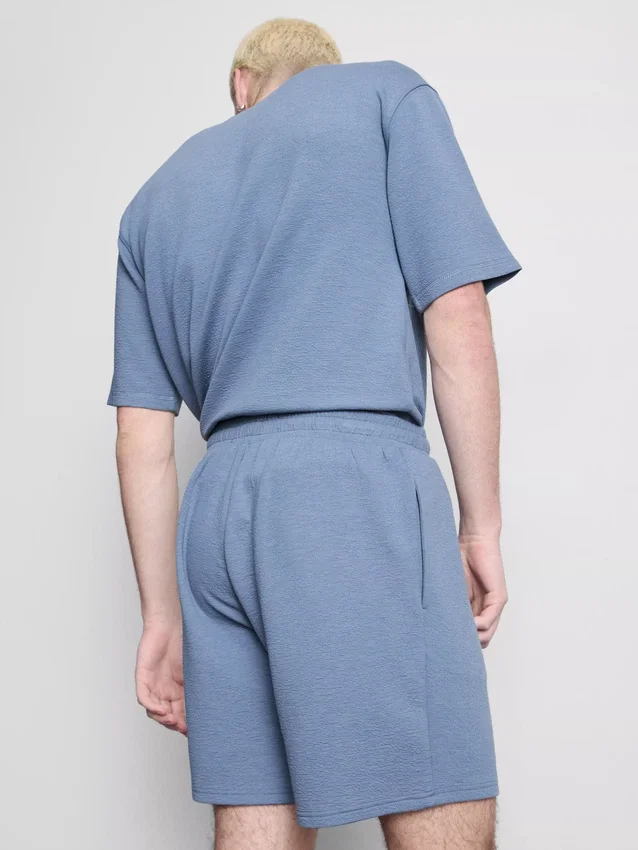 Textured drawstring pajama shorts