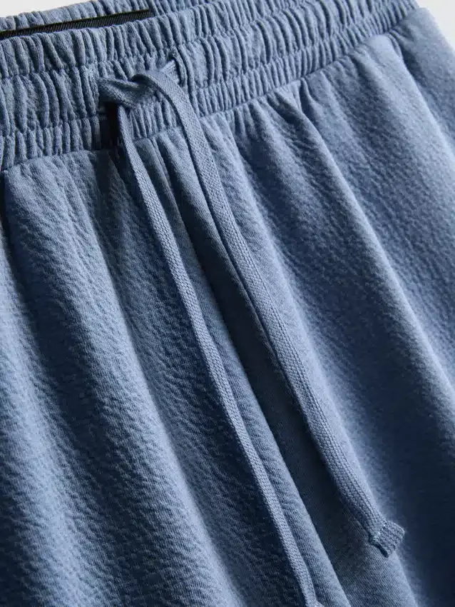 Textured drawstring pajama shorts