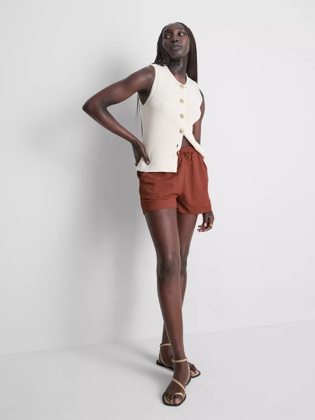 Textured drawstring shorts