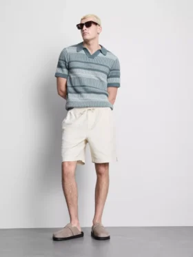 Textured drawstring shorts