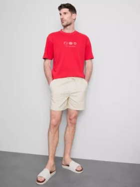 Textured drawstring shorts