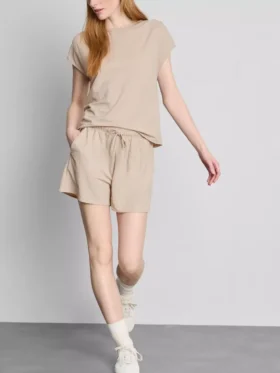Textured drawstring shorts