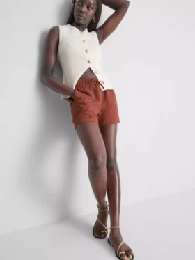 Textured drawstring shorts