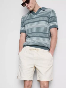 Textured drawstring shorts