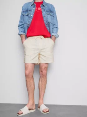 Textured drawstring shorts