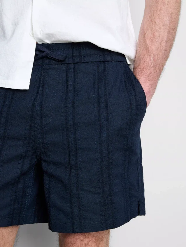 Textured drawstring shorts