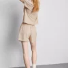Textured drawstring shorts