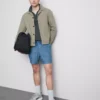 Textured drawstring-waist shorts