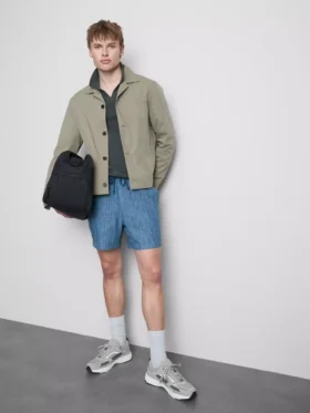Textured drawstring-waist shorts