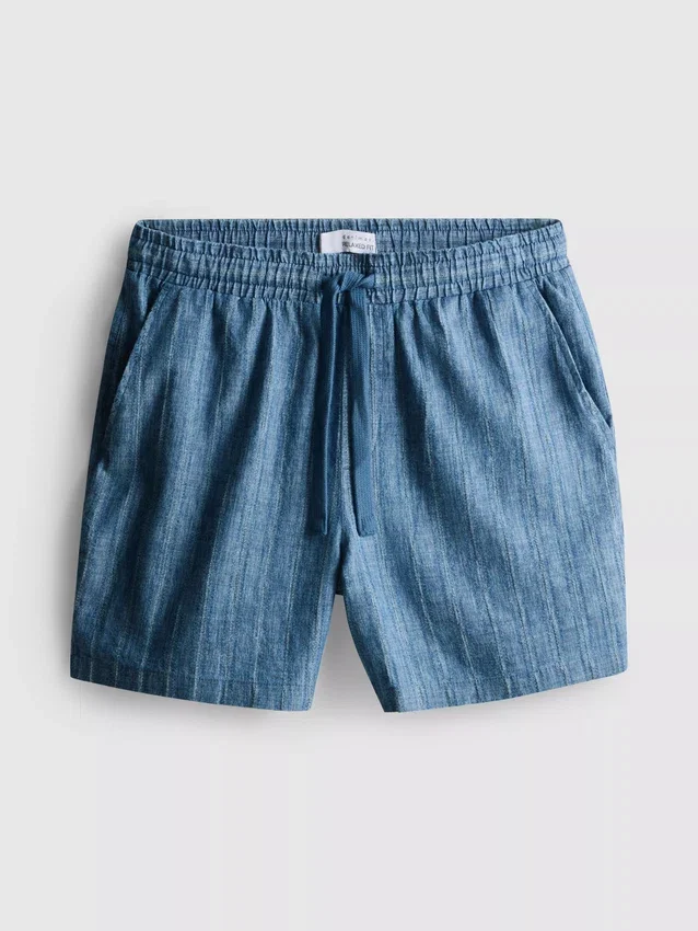 Textured drawstring-waist shorts