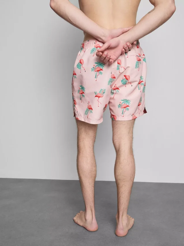 Textured flamingo swimming shorts