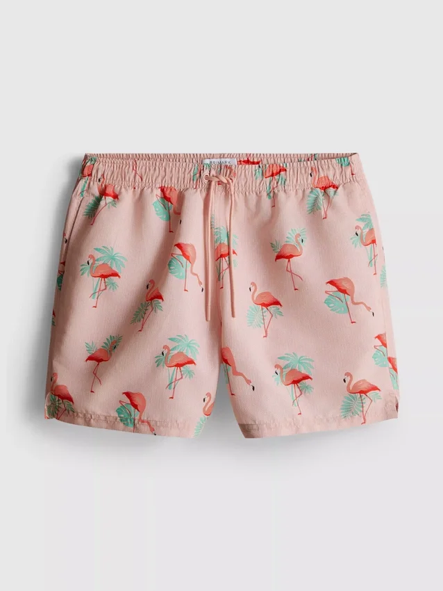 Textured flamingo swimming shorts