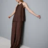 Textured halterneck trapeze top