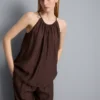 Textured halterneck trapeze top