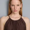 Textured halterneck trapeze top