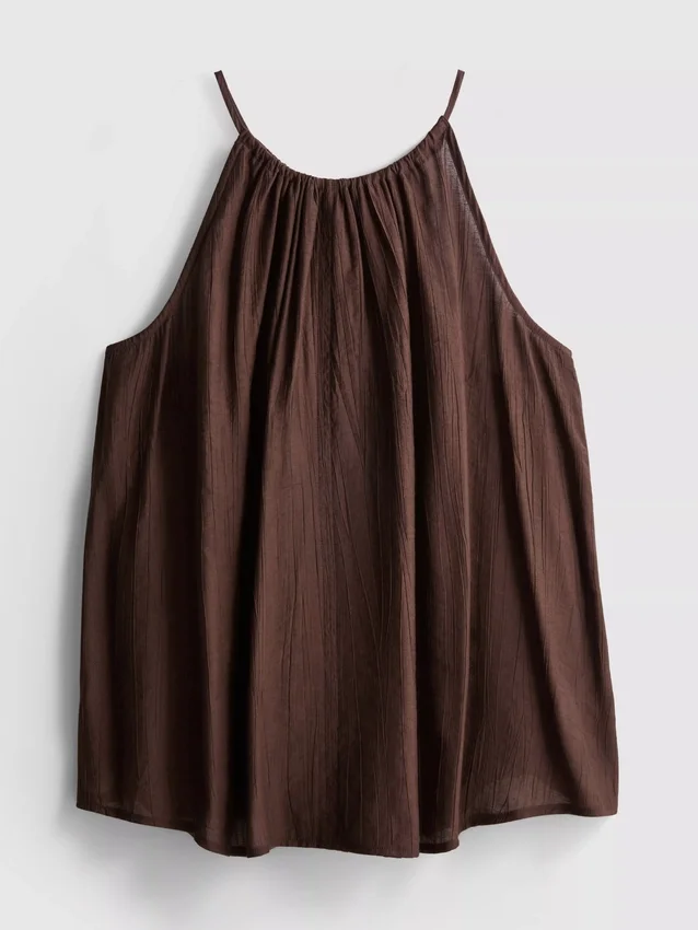 Textured halterneck trapeze top