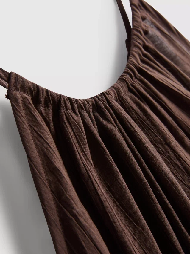 Textured halterneck trapeze top