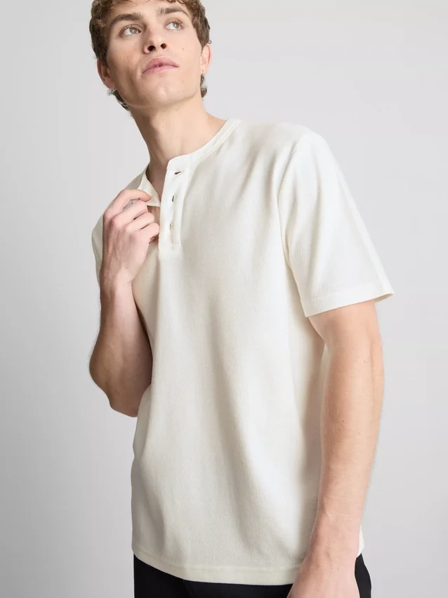 Textured henley t-shirt