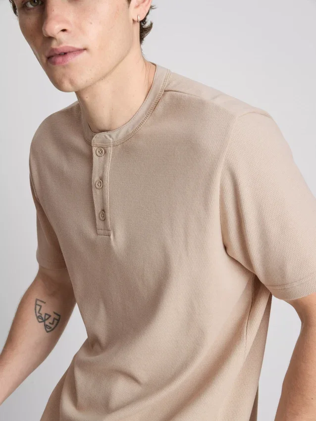 Textured henley t-shirt