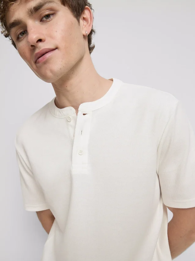 Textured henley t-shirt