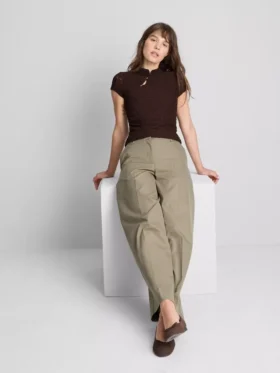 Textured high collar top