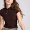 Textured high collar top