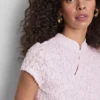 Textured high collar top