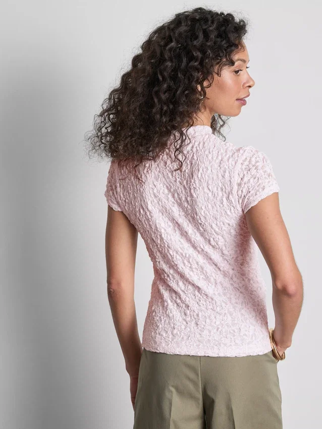 Textured high collar top