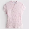 Textured high collar top
