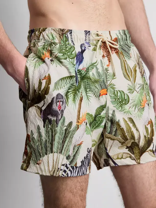 Textured jungle swim shorts
