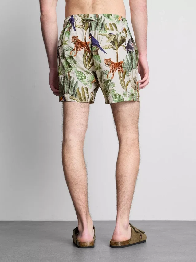 Textured jungle swim shorts
