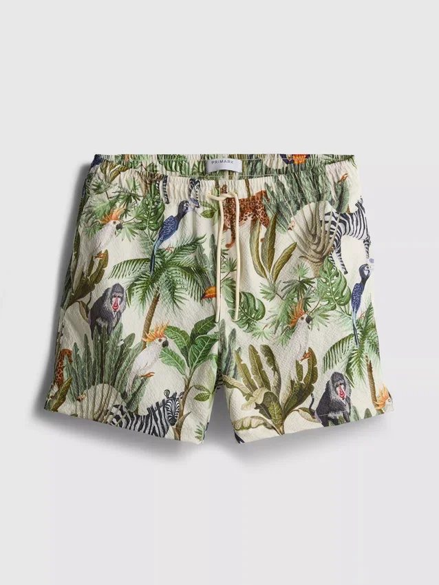 Textured jungle swim shorts