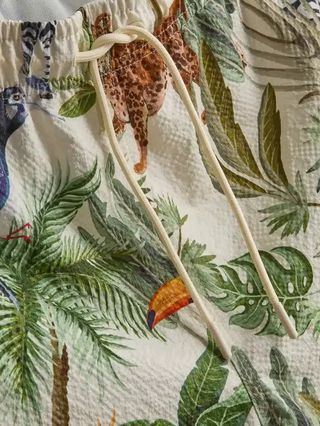 Textured jungle swim shorts