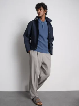 Textured knitted polo shirt