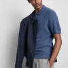 Textured knitted polo shirt