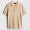Textured knitted polo shirt